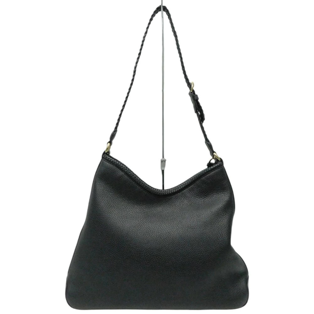 Gucci Shoulder Black Tassel Bag Hobo Leather